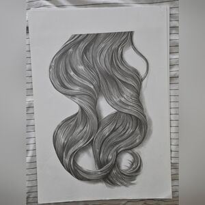 wet hair drawing decor picture